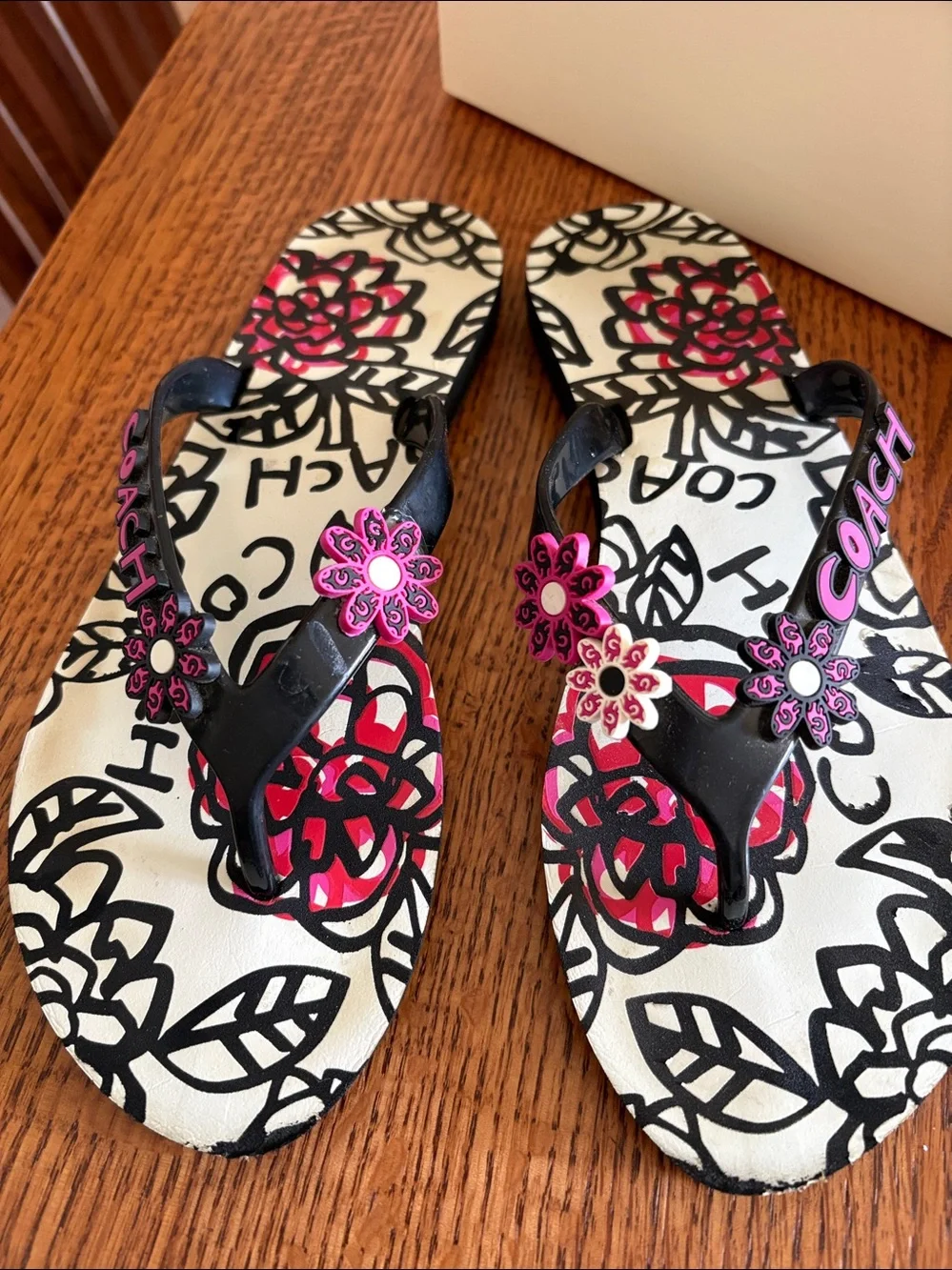Coach Kerrie jelly print flip flops